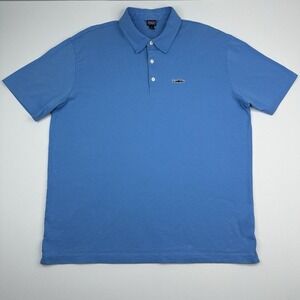 Patagonia Men Blue Fitz Roy Trout Organic Cotton Short Sleeve Polo Shirt L 52206